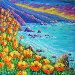 California poppies. Original oil painting.
