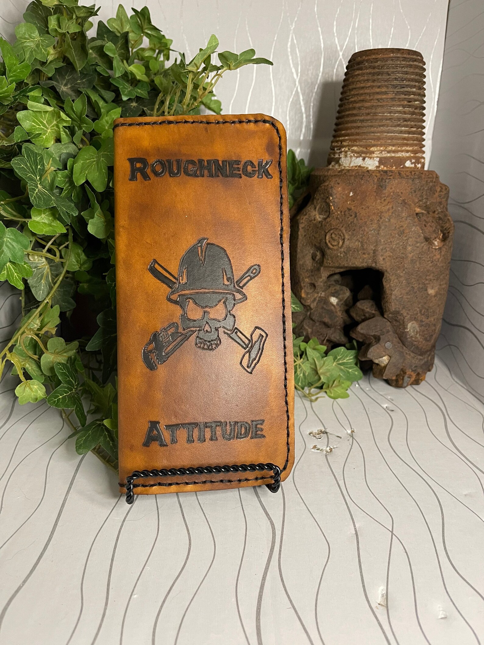 Handmade Leather Bifold tally book cover Etsy