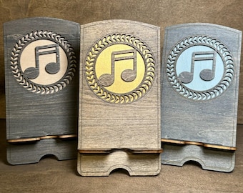 Cell Phone Stand SVG Music Notes for Glowforge Xtool Laser Cutter 3mm Wood - Musician gift - music lover - Grad gift
