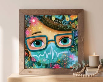 Nurse Wood Sign | Freestanding Shelf Sitter & Wall Art | Whimsical Medical Decor | Nurse Appreciation Gift | Floral Portrait Art
