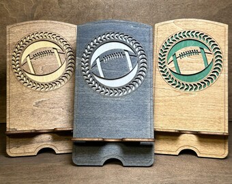 Cell Phone Stand SVG Football Sports for Glowforge Xtool Laser Cutter 3mm Wood
