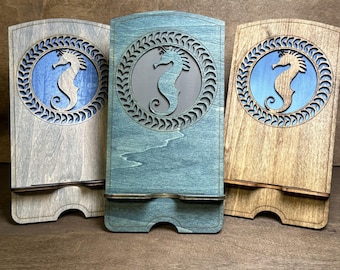 Seahorse Phone Stand SVG, Laser Cut File, Digital Download, Nautical Decor, Beach Theme, Wood Phone Holder, Glowforge SVG