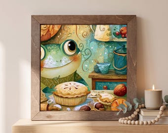 Frog Wood Sign | Freestanding Shelf Sitter & Wall Art | Whimsical Cottage Decor | Frog Lover Gift | Cottagecore Shelf Art