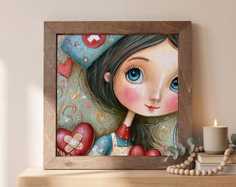 Nurse Wood Sign | Freestanding Shelf Sitter & Wall Art | Whimsical Medical Decor | Nurse Appreciation Gift | Floral Portrait Art
