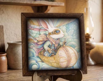 Framed Steampunk Rabbit Art Print | Whimsical Fantasy Wall Decor