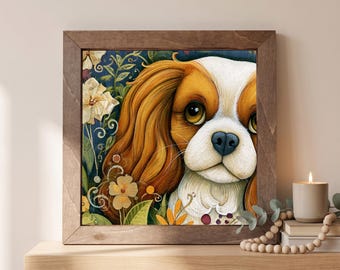 Cavalier King Charles Spaniel Wood Sign | Freestanding Shelf Sitter & Wall Art | Whimsical Dog Decor | Dog Lover Gift | Pet Art
