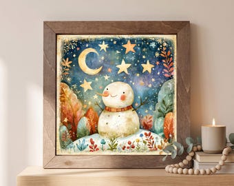 Snowman Wood Sign | Freestanding Shelf Sitter & Wall Art | Winter Decor | Christmas Gift | Snowy Shelf Art