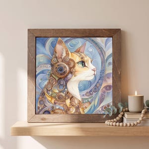 Clockwork Cat Wood Sign | Freestanding Shelf Sitter & Wall Art | Steampunk Clockwork Decor | Cat Lover Gift | Fantasy Shelf Art