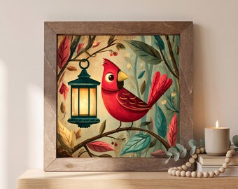 Cardinal Wood Sign | Freestanding Shelf Sitter & Wall Art | Whimsical Bird Decor | Bird Lover Gift | Nature Shelf Art