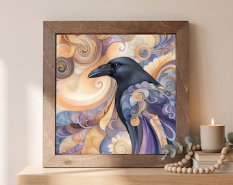 Raven Wood Sign | Freestanding Shelf Sitter & Wall Art | Whimsical Bird Decor | Bird Lover Gift | Mystic Shelf Art