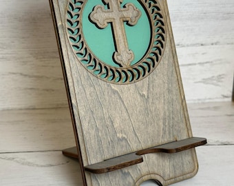 Cross Cell Phone Stand SVG File: Laser Cut 3mm Wood (Digital Download