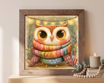Cozy Owl Wood Sign | Freestanding Shelf Sitter & Wall Art | Woodland Owl Decor | Owl Lover Gift | Whimsical Nature Art