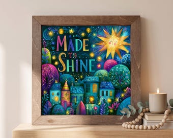 Made To Shine Wood Sign | Freestanding Shelf Sitter & Wall Art | Inspirational Decor | Encouragement Faith Gift