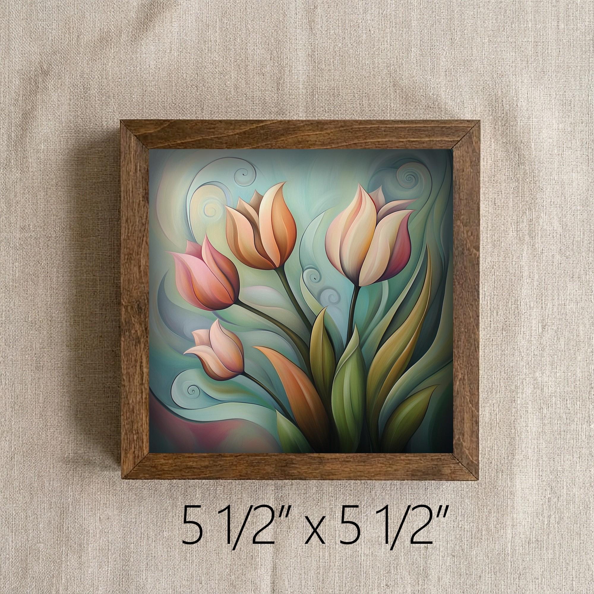 Framed Tulip Art Print | Whimsical Floral Wall Decor, Easel Sign - Etsy