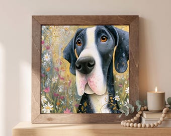 Great Dane Wood Sign | Freestanding Shelf Sitter & Wall Art | Whimsical Floral Dog Decor | Dog Lover Gift | Pet Portrait Art