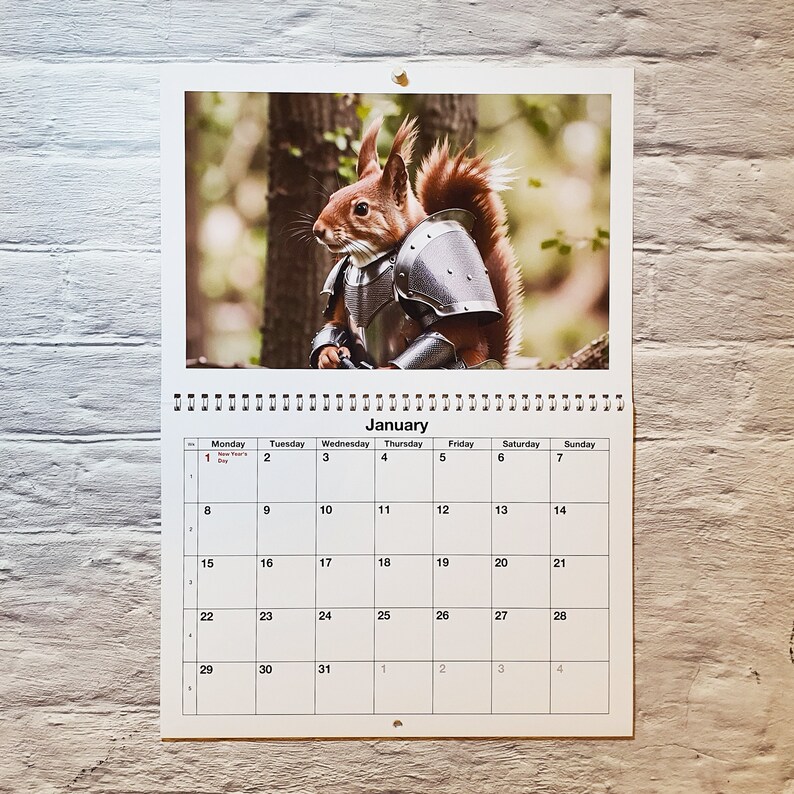 2024 Squirrel Calendar Double Page Etsy UK