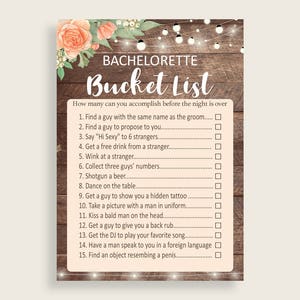 Bachelorette Bucket List Bridal Shower Bachelorette Bucket List Rustic Bridal Shower Bachelorette Bucket List Bridal Shower Flowers SC4GE image 3