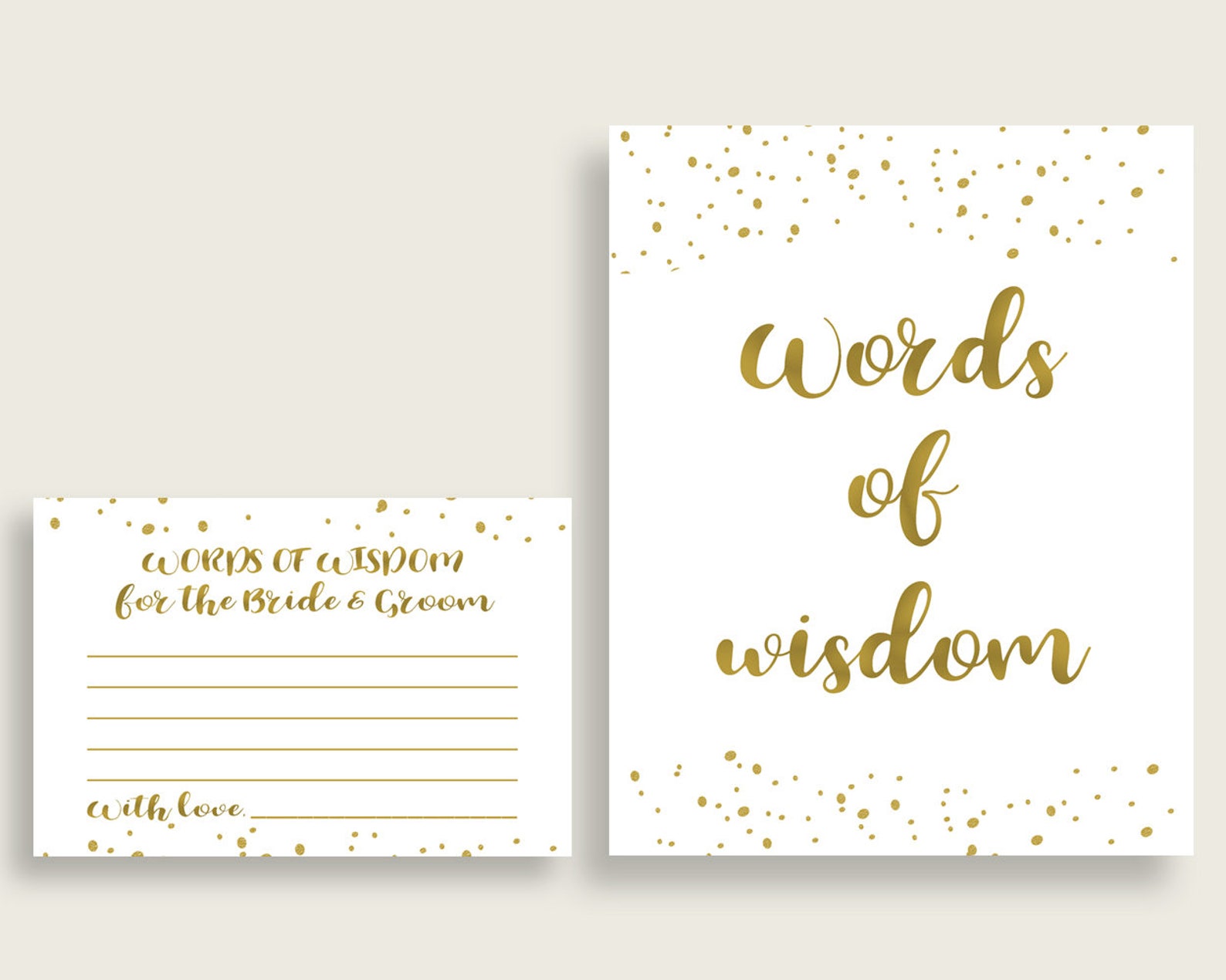 Words of Wisdom Bridal Shower Words of Wisdom Gold Bridal Etsy