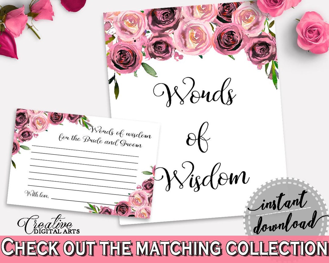 Words of Wisdom Bridal Shower Words of Wisdom Floral Bridal Shower