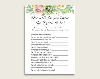 How Well Do You Know the Bride Bridal Shower Game Who Knows - Etsy