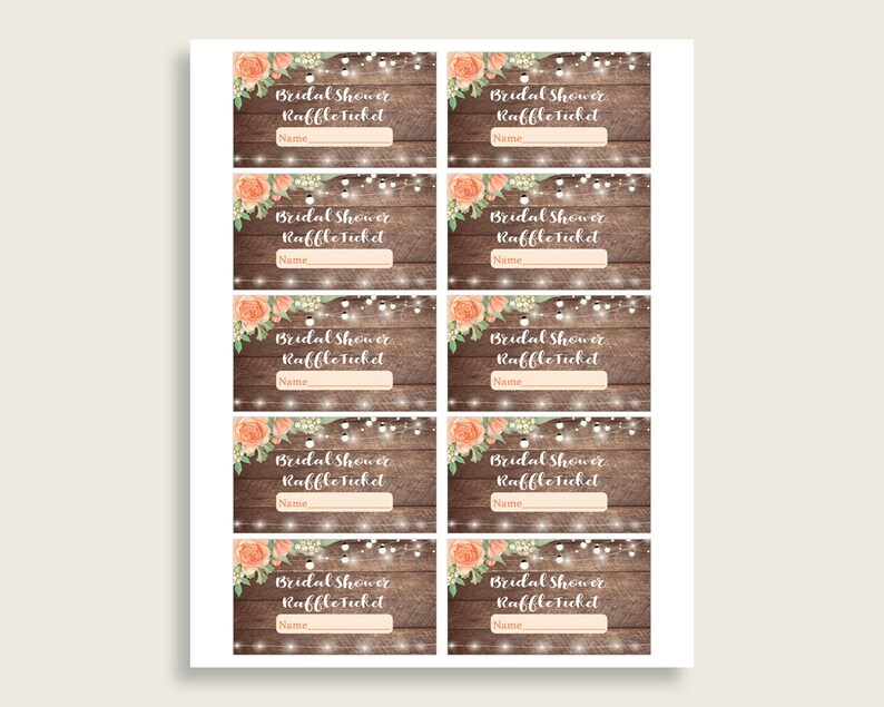 Rustic Number For Raffle Raffle Ticket Bridal Shower Raffle Ticket Rustic Bridal Shower | Etsy