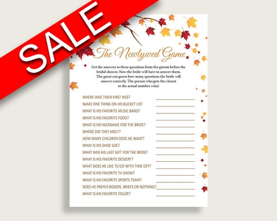 The Newlywed Game Bridal Shower The Newlywed Game Fall Bridal | Etsy