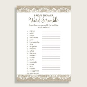Word Scramble Bridal Shower Word Scramble Burlap And Lace Bridal Shower Word Scramble Bridal Shower Burlap And Lace Word Scramble NR0BX