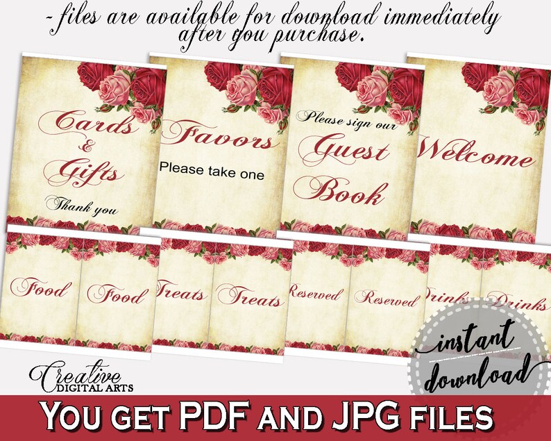 Table Signs Bridal Shower Table Signs Vintage Bridal Shower Etsy