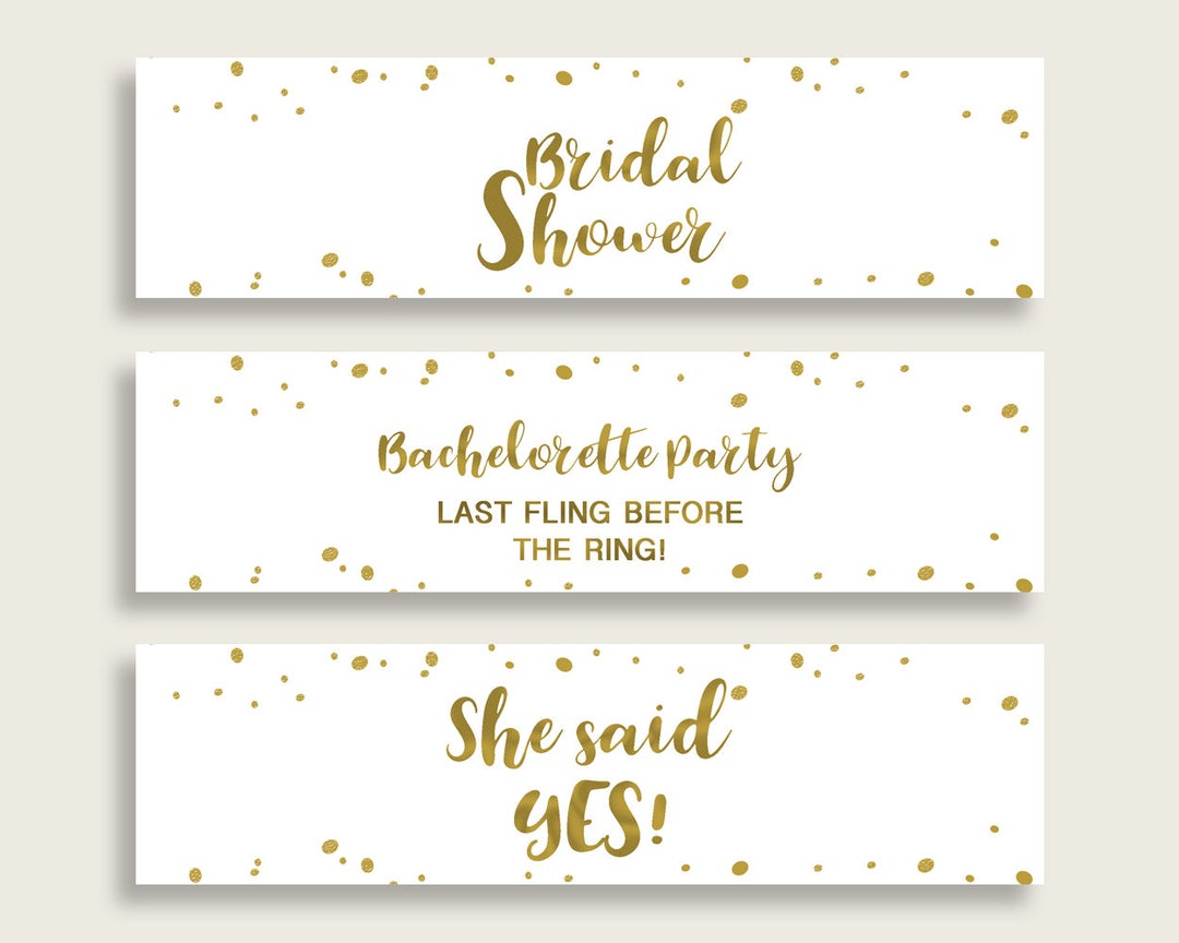 Bottle Labels Bridal Shower Bottle Labels Gold Bridal Shower Bottle ...