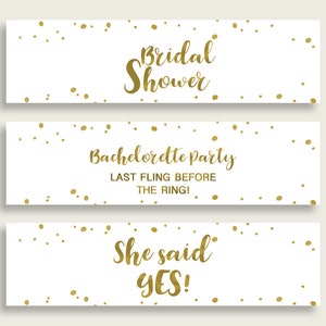 Bottle Labels Bridal Shower Bottle Labels Gold Bridal Shower Bottle ...