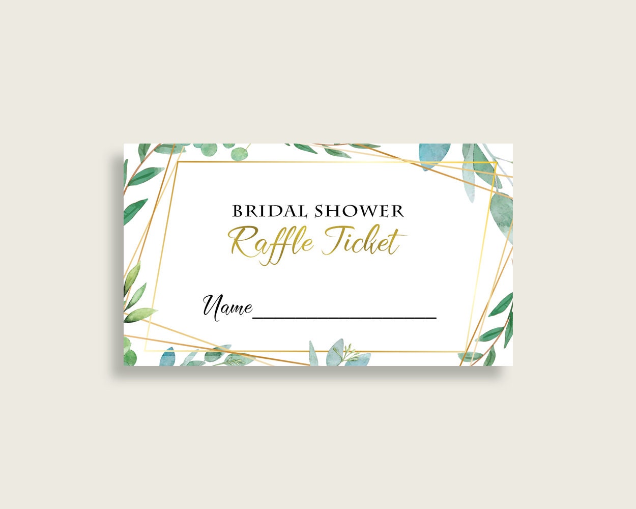 Greenery Bridal Shower Raffle Tickets Green Gold Bridal | Etsy