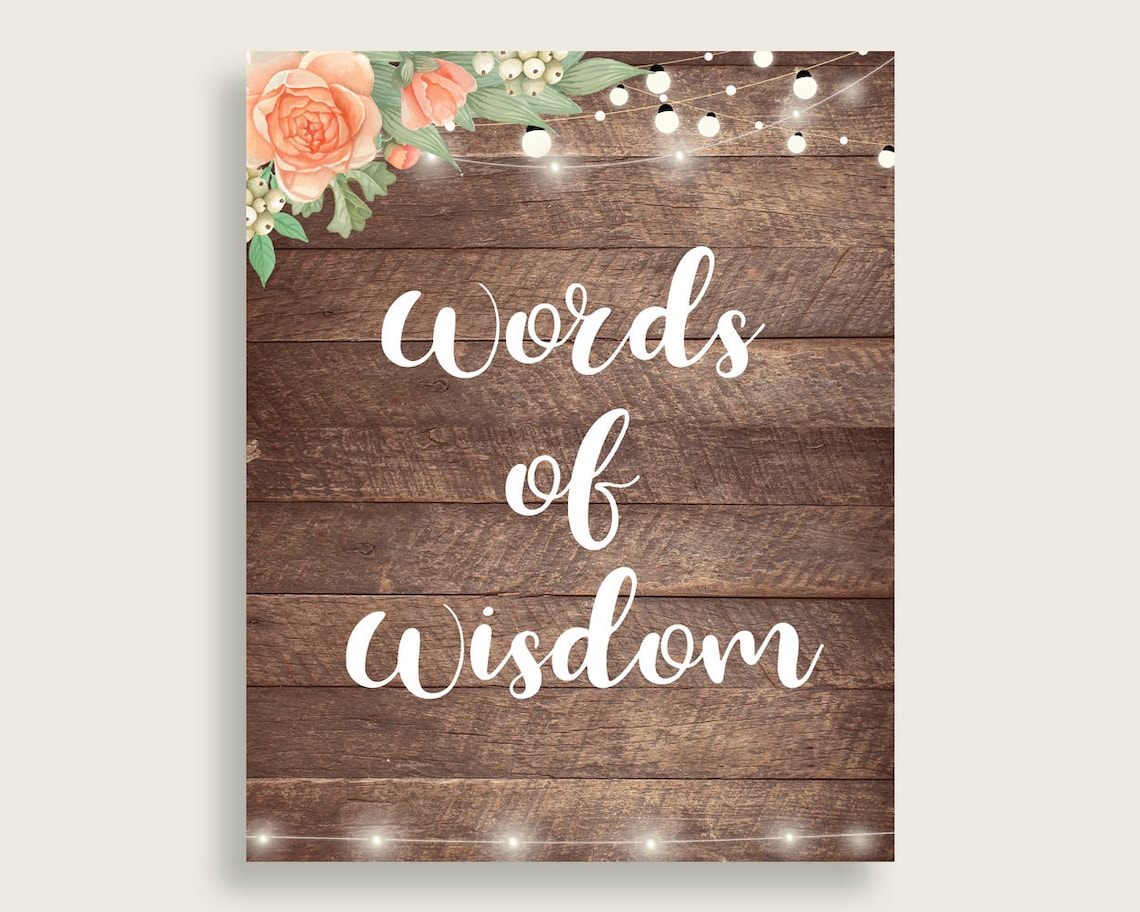 Words of Wisdom Bridal Shower Words of Wisdom Rustic Bridal Etsy