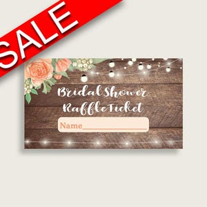 Raffle Ticket Bridal Shower Raffle Ticket Rustic Bridal Shower Raffle ...