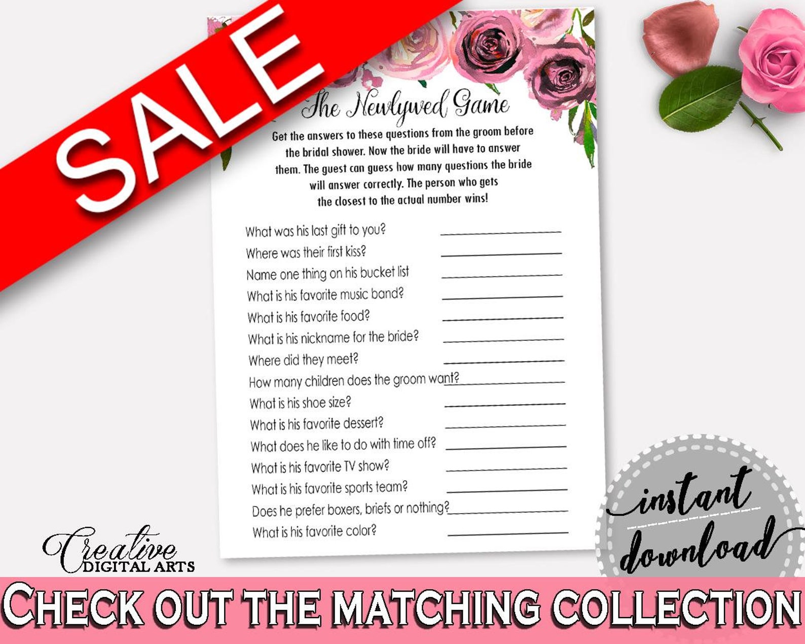 The Newlywed Game Bridal Shower the Newlywed Game Floral Etsy