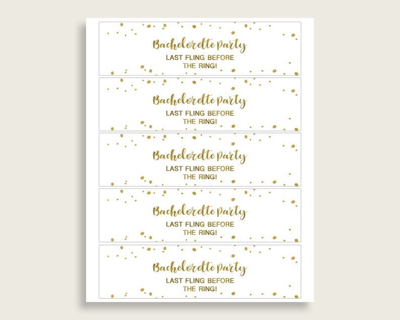 Bottle Labels Bridal Shower Bottle Labels Gold Bridal Shower Etsy