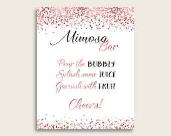 Confetti Bridal Shower Mimosa Bar Sign Printable, Rose gold White Mimosa Sign, Drinks Sign, Engagement Sign, Wedding Sign, Instant B9MAI
