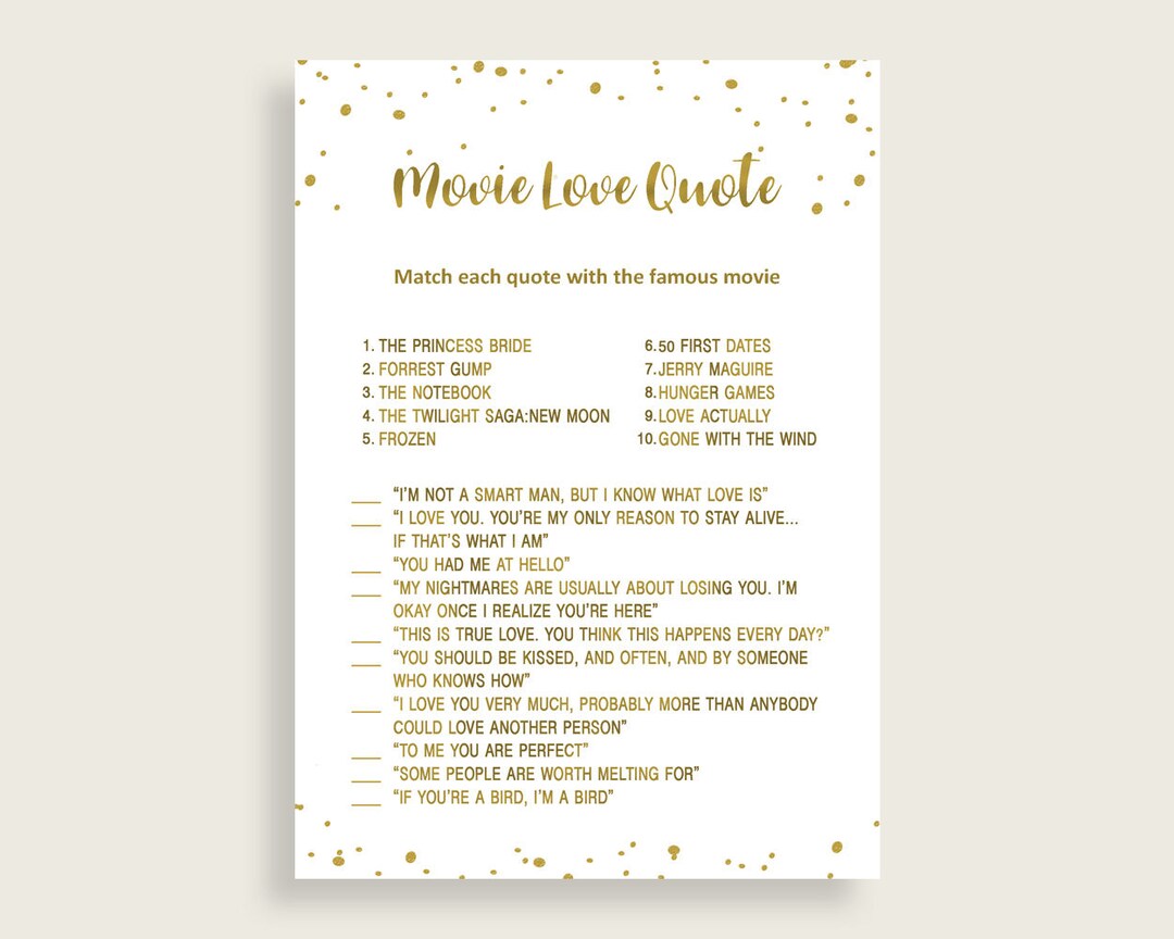 Movie Love Quotes Bridal Shower Movie Love Quotes Gold Bridal Shower Movie Love  Quotes Bridal Shower Gold Movie Love Quotes Gold White G2ZNX - Etsy, image size:1080x864