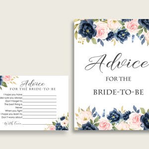Blush Blush Floral Bridal Shower Consigli Consigli & Segno stampabile, Blu Rosa Consigli per la sposa, Download istantaneo, Acquerello Bloom UY5IG