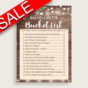 Bachelorette Bucket List Bridal Shower Bachelorette Bucket List Rustic Bridal Shower Bachelorette Bucket List Bridal Shower Flowers SC4GE image 2