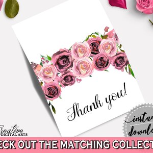 Thank You Card Bridal Shower Thank You Card Floral Bridal Shower Thank You Card Bridal Shower Floral Thank You Card Pink Purple - BQ24C