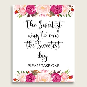 Bohemian The Sweetes Way To End The Sweetest Day, Pink Beige Bridal Shower Favor Sign Printable, Dessert Sign, Food Table Sign JTD7P