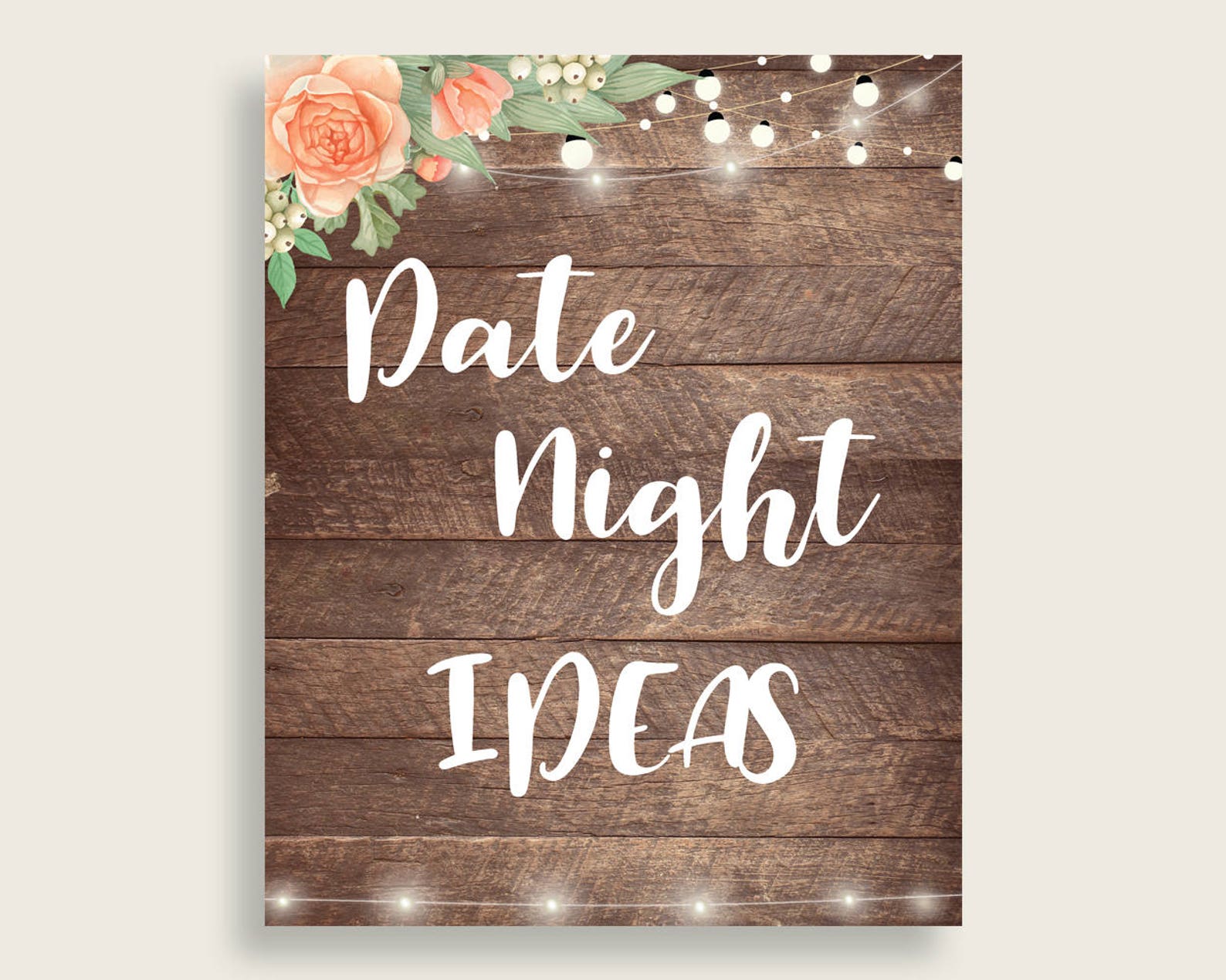 Date Night Ideas Bridal Shower Date Night Ideas Rustic Bridal Etsy