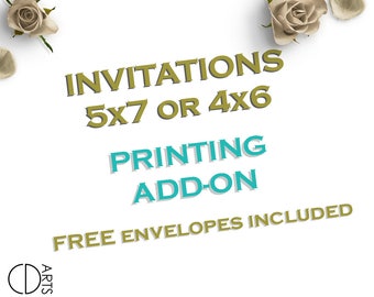 Professionally Printed Invitations, Printed Bridal Invitations, Wedding, Free White Envelopes Included - Add On for 5x7" or 4x6"