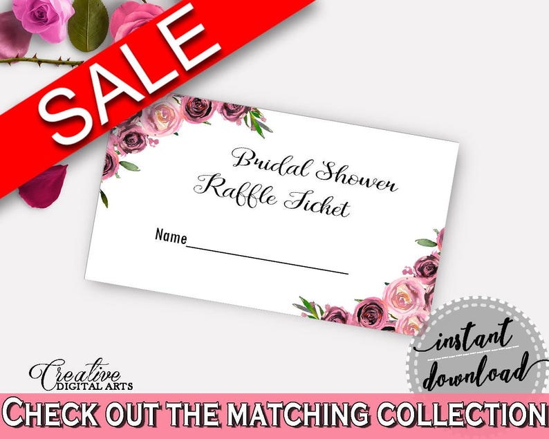 Raffle Ticket Bridal Shower Raffle Ticket Floral Bridal Shower - Etsy