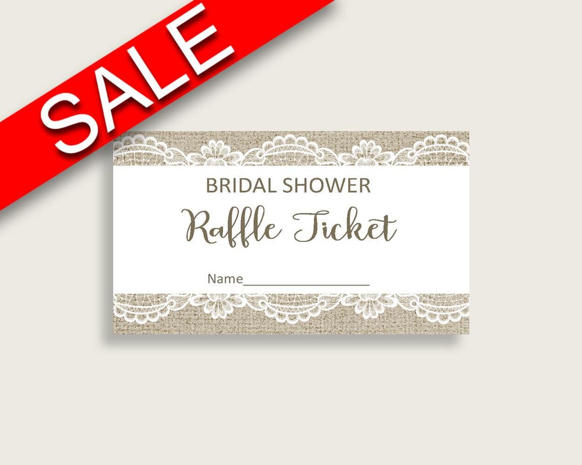 Raffle Ticket Bridal Shower Raffle Ticket Burlap And Lace | Etsy