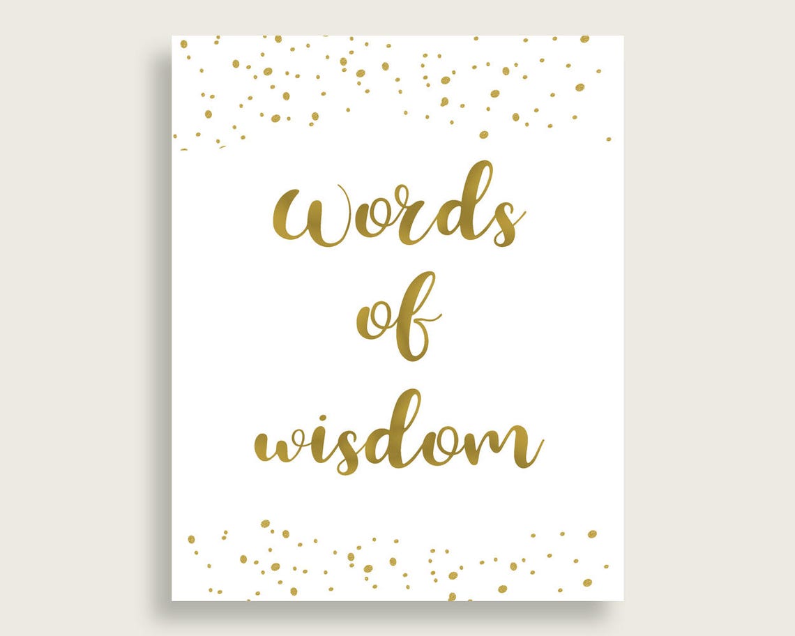 Words of Wisdom Bridal Shower Words of Wisdom Gold Bridal Etsy