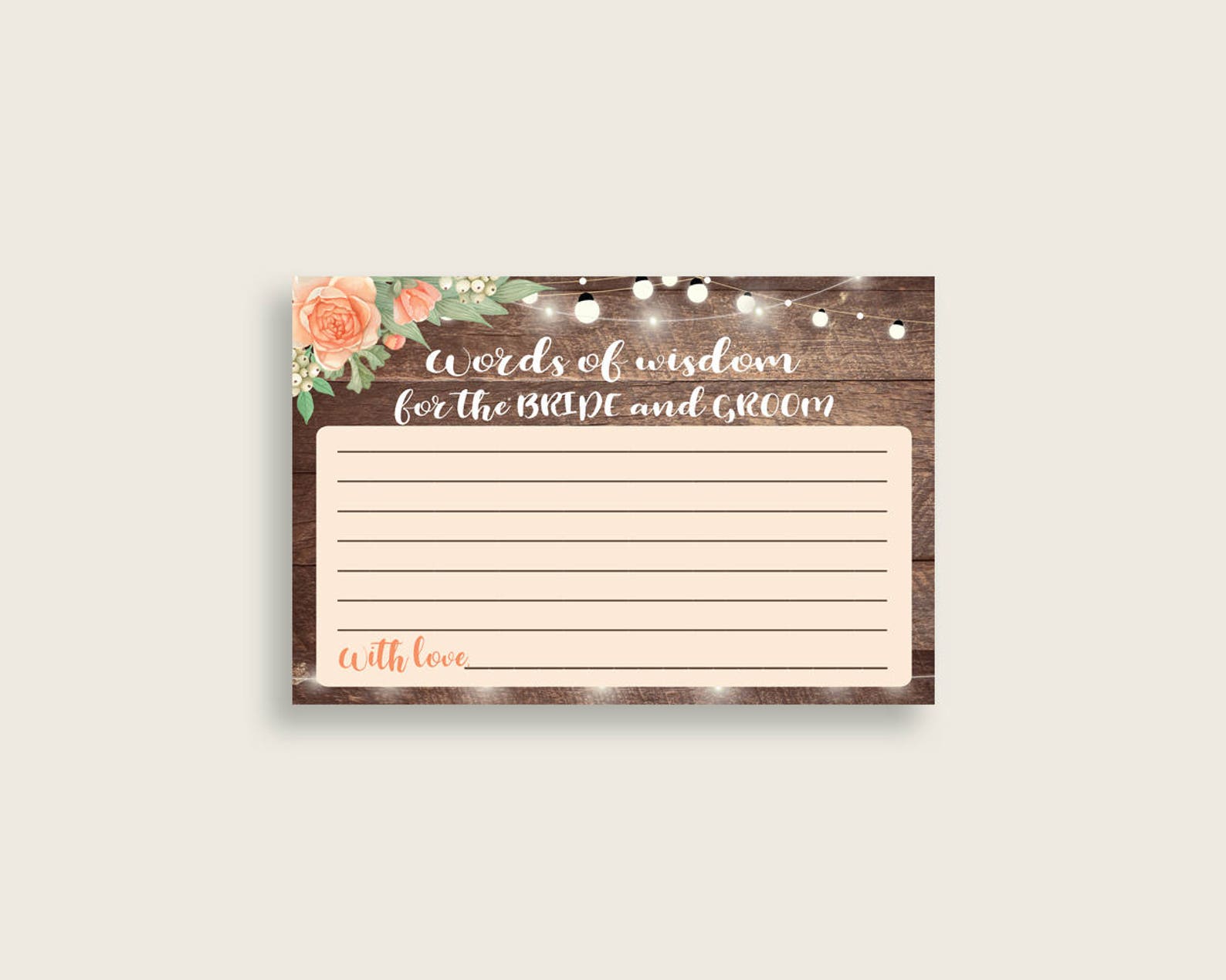 Words of Wisdom Bridal Shower Words of Wisdom Rustic Bridal Etsy