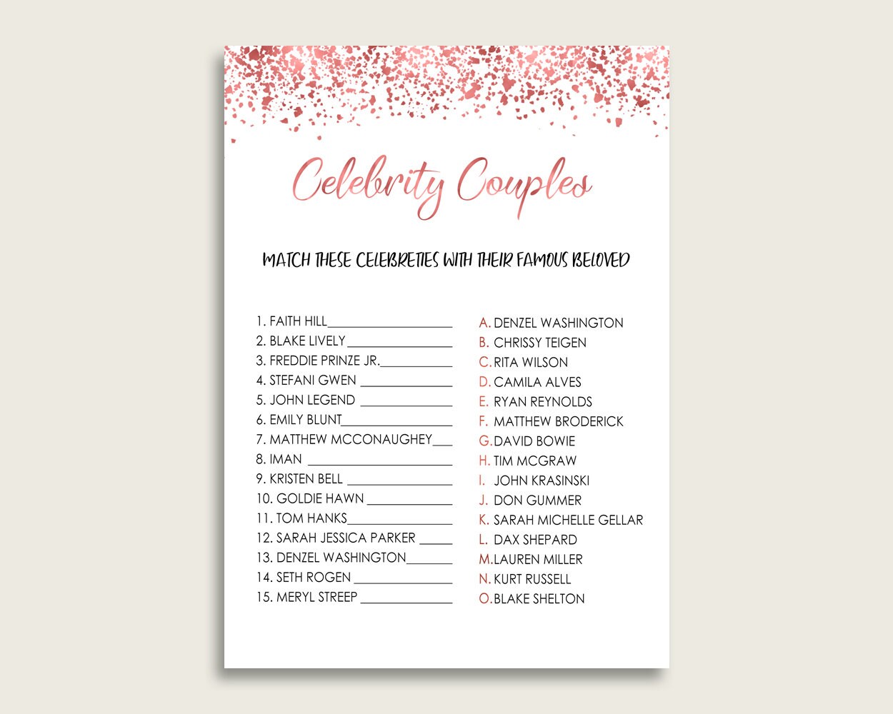 confetti-famous-couples-bridal-shower-game-rose-gold-white-match-celebrity-couples-printable-instant-download-unique-themed-b9mai-etsy for Famous Couples Game Free Printable Confetti Famous Couples Bridal Shower Game, Rose Gold White Match Celebrity Couples Printable, Instant Download, Unique Themed B9MAI - Etsy for Famous Couples Game Free Printable
