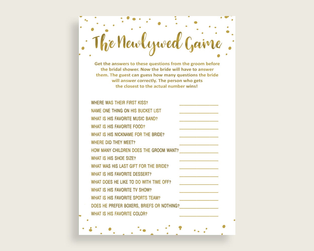 The Newlywed Game Bridal Shower The Newlywed Game Gold Bridal Shower The  Newlywed Game Bridal Shower Gold The Newlywed Game Gold White G2ZNX, image size:1250x1000