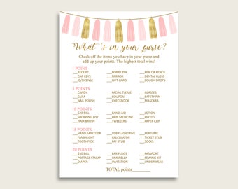Purse Hunt Purse Raid Deer Antlers Whats In Your Purse Game Pink Gray Bridal Shower Printable Bachelorette Party Instant MVR4R